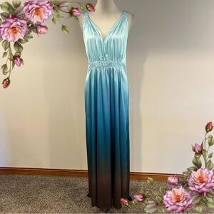 WHBM Elegant Blue Ombre Sleeveless Maxi Dress size medium